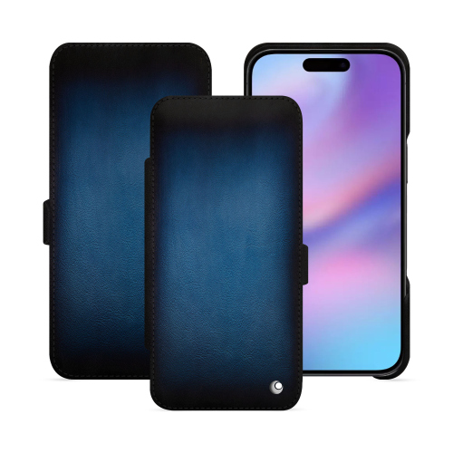 Housse à Rabat Horizontal Apple iPhone 17 | Luxe et Protection Haut de Gamme – NoreveBleu Patine