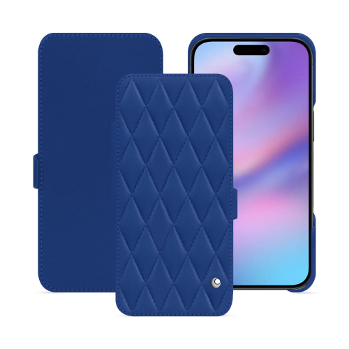 Horizontale Klapphülle für Apple iPhone 17 | Luxus und Schutz der Spitzenklasse – NoreveBleu océan - Couture ( Nappa - Pantone #15458a) 