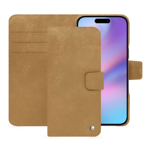 Luxury iPhone 17 wallet case - Noreve Saint-TropezSable vintage ( Pantone #9b7340 ) 