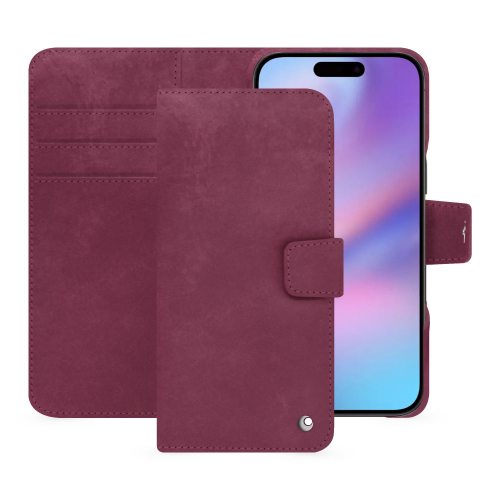 Étui portefeuille iPhone 17 luxe - Noreve Saint-TropezPrune vintage ( Pantone #612434 ) 