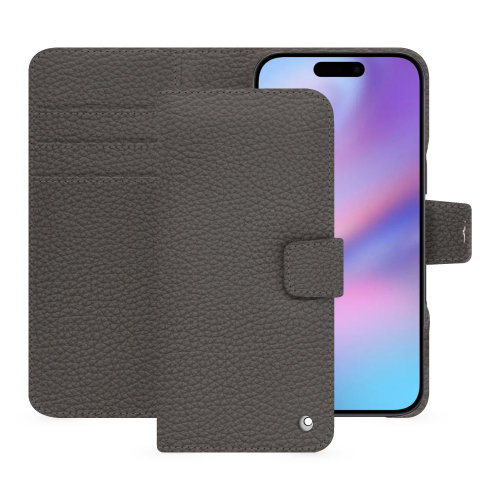 Luxury iPhone 17 wallet case - Noreve Saint-TropezAnthracite ( Pantone #41403c ) 