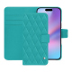 Apple iPhone 17 leather wallet case - Bleu fluo - Couture