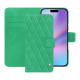 Étui portefeuille cuir Apple iPhone 17 - Menthe vintage - Couture ( Pantone #37b375 ) 