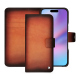 Apple iPhone 17 leather wallet case - Orange Patine