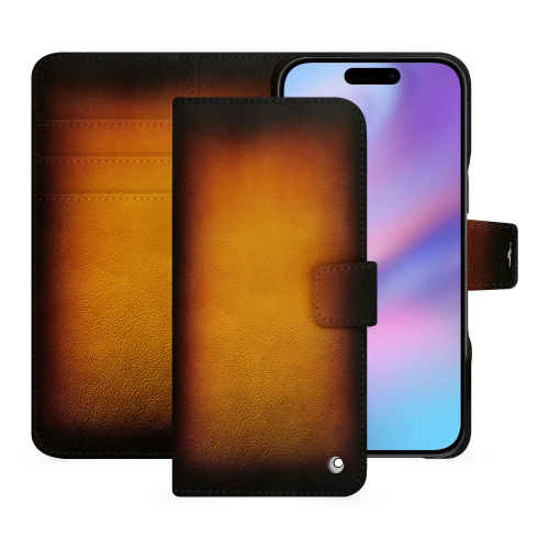 Luxuriöse iPhone 17 Wallet-Hülle – Noreve Saint-TropezFauve Patine