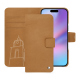 Apple iPhone 17 leather wallet case - Castan esparciate ( Pantone #824F2A )