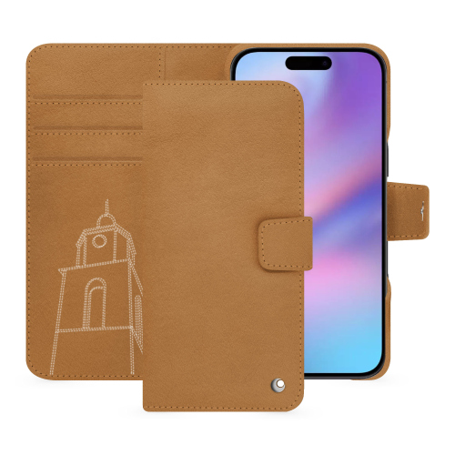 Étui portefeuille iPhone 17 luxe - Noreve Saint-TropezCastan esparciate ( Pantone #824F2A )