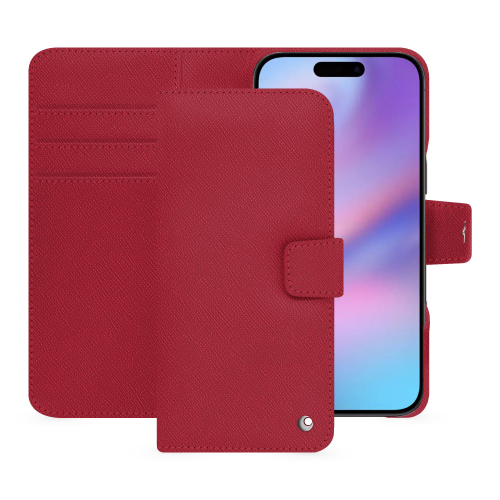 Luxury iPhone 17 wallet case - Noreve Saint-TropezRouge passion ( Pantone #a6192e ) 