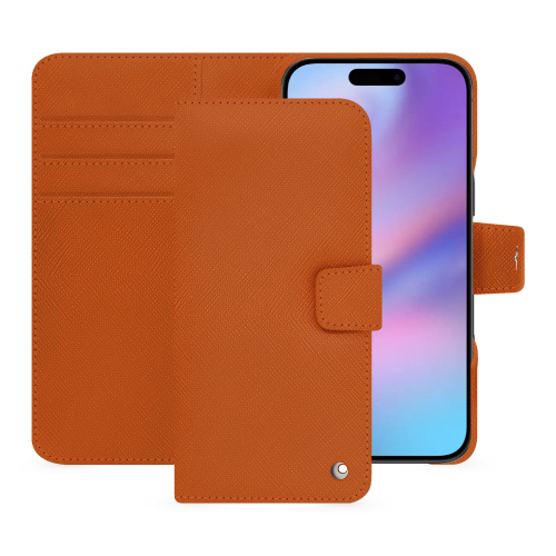 Luxuriöse iPhone 17 Wallet-Hülle – Noreve Saint-TropezOrange vibrant ( Pantone #e36b39 ) 