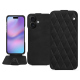 Housse cuir Apple iPhone 17 - Negre poudro - Couture ( Pantone #111212 )