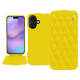 Apple iPhone 17 leather case - Jaune fluo - Couture ( Pantone #c9ff57 ) 