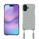 Carcasa Apple iPhone 17 con bandolera - Gris - Couture ( Nappa - Pantone #c1c6c8 ) 