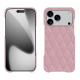 Coque cuir Apple iPhone 17 Pro - Rose - Couture ( Nappa - Pantone #efbae1 ) 