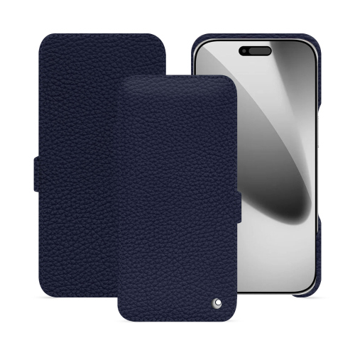 Luxury flip cover for iPhone 17 Pro – Handcrafted premium leather | NoreveCobalt ( Pantone #2b253f ) 