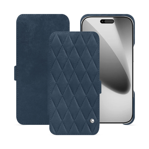 Luxury flip cover for iPhone 17 Pro – Handcrafted premium leather | NoreveJean vintage - Couture ( Pantone #2f414f  ) 