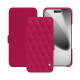 Housse cuir Apple iPhone 17 Pro - Rose fluo - Couture ( Pantone #ff16b4 ) 