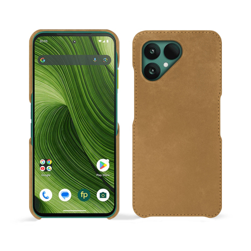 Fairphone 6 premium case – Custom-made luxury leather case | NoreveSable vintage ( Pantone #9b7340 ) 