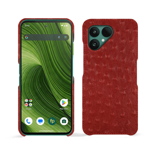 Capa Fairphone 6 premium – Capa de couro luxuosa personalizada | NoreveAutruche ciliegia ( Pantone #a4343a ) 