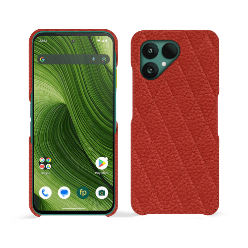 Fairphone 6 premium case – Custom-made luxury leather case | NorevePapaye - Couture ( Pantone #b54317 ) 