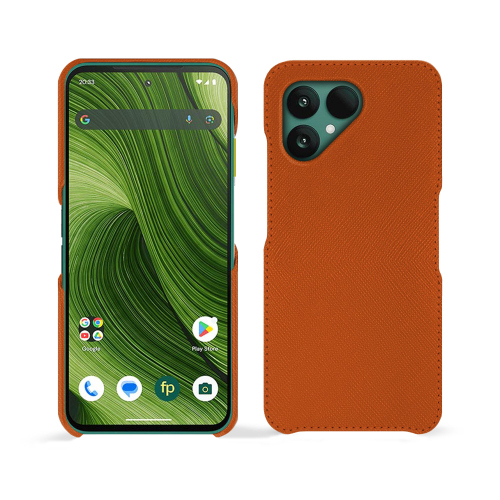 Funda Fairphone 6 premium – Funda de cuero de lujo a medida | NoreveOrange vibrant ( Pantone #e36b39 ) 