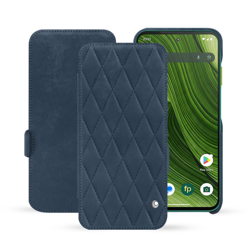 Custodia con patta di lusso Fairphone 6 – Custodia in pelle premium su misura | NoreveJean vintage - Couture ( Pantone #2f414f  ) 