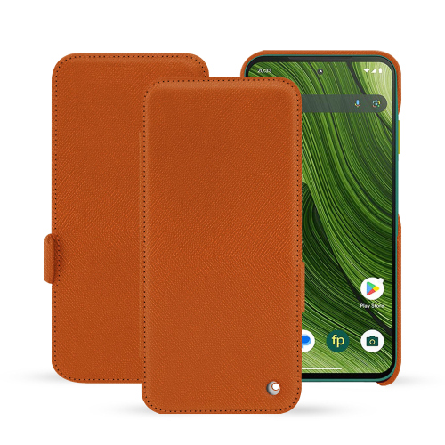 Housse rabat luxe Fairphone 6 – Étui cuir premium sur-mesure | NoreveOrange vibrant ( Pantone #e36b39 ) 