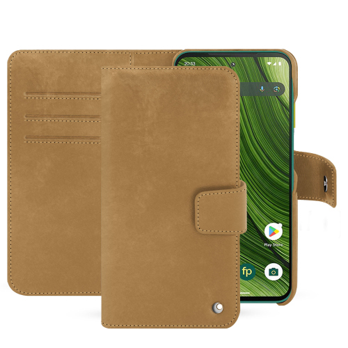 Capa carteira Fairphone 6 – Capa de couro luxuosa com compartimentos | NoreveSable vintage ( Pantone #9b7340 ) 