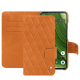 Fairphone 6 leather wallet case - Mandarine vintage - Couture ( Pantone #d47231 ) 