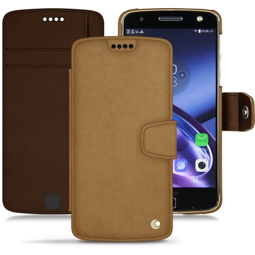 Lederschutzhülle Lenovo Moto ZSable vintage ( Pantone #9b7340 ) 