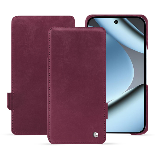 Google Pixel 10용 수평 플립 커버 | Noreve 럭셔리 가죽Prune vintage ( Pantone #612434 ) 
