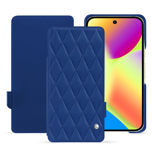 Funda con solapa de lujo para Google Pixel 10 | Elegancia y cuero NoreveBleu océan - Couture ( Nappa - Pantone #15458a) 