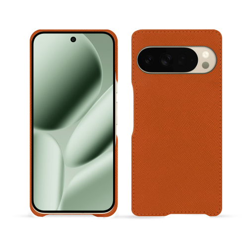 Pixel 10 Pro XL luxury back cover | Premium leather by NoreveOrange vibrant ( Pantone #e36b39 ) 