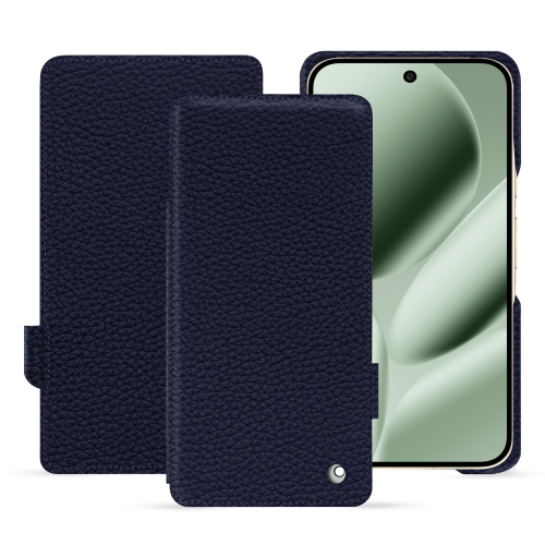 Capa com aba luxuosa Pixel 10 Pro XL – Noreve, feita à medida em couroCobalt ( Pantone #2b253f ) 