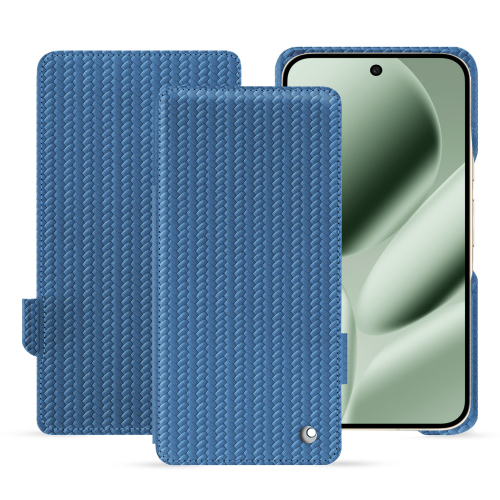 Pixel 10 Pro XL luxury flip cover – Noreve, custom-made in leatherAbaca ishia ( Pantone #395775 ) 