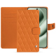 谷歌 Pixel 10 Pro XL 真皮钱包保护套 - Orange - Couture ( Nappa - Pantone #ff9351 ) 