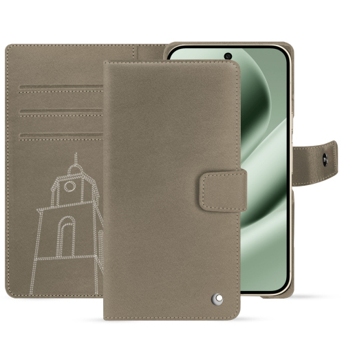 Pixel 10 Pro XL luxury wallet case – Noreve leatherDarboun sabla ( Pantone #BCB1A1 )