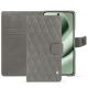 Google Pixel 10 Pro XL leather wallet case - Acier vintage - Couture ( Pantone #d85827b ) 