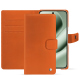 Google Pixel 10 Pro XL leather wallet case - Orange Veggie ( Pantone #cb6015 ) 