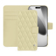 Étui portefeuille cuir Apple iPhone 17 Pro - Beige - Couture ( Nappa - Pantone #ceb888 ) 