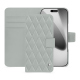 Étui portefeuille cuir Apple iPhone 17 Pro - Gris - Couture ( Nappa - Pantone #c1c6c8 ) 