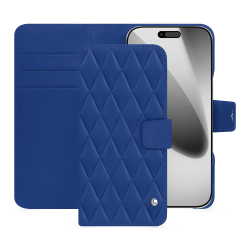 Luxus-Pocket-Case für iPhone 17 Pro | Hochwertiges Leder von NoreveBleu océan - Couture ( Nappa - Pantone #15458a) 