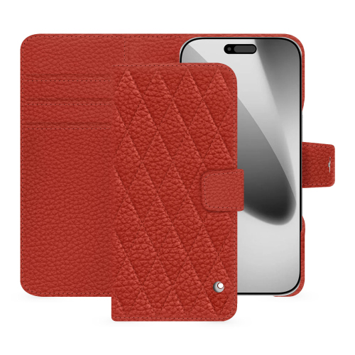 Funda tipo cartera de lujo para iPhone 17 Pro | Cuero de alta gama NorevePapaye - Couture ( Pantone #b54317 ) 
