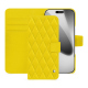 苹果 iPhone 17 Pro 皮革钱包保护套 - Jaune fluo - Couture ( Pantone #c9ff57 ) 