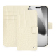 Étui portefeuille cuir Apple iPhone 17 Pro - Crocodile milk ( Pantone #d6d2c4 ) 