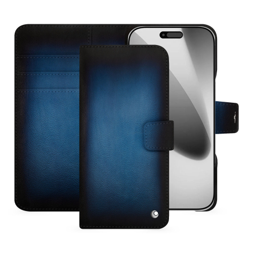 Funda tipo cartera de lujo para iPhone 17 Pro | Cuero de alta gama NoreveBleu Patine