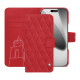 Étui portefeuille cuir Apple iPhone 17 Pro - Rouge troupelenc - Couture ( Pantone #AB191A )