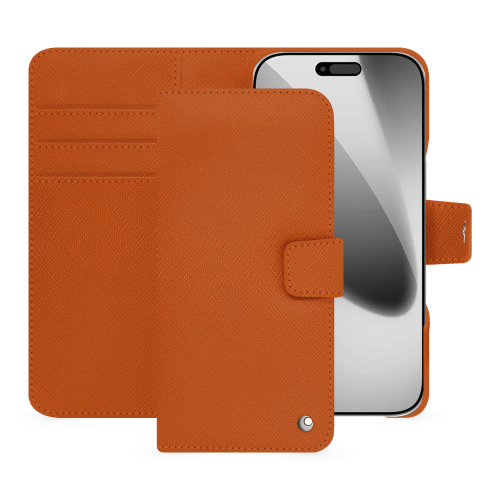 Luxury iPhone 17 Pro wallet case | Premium leather by NoreveOrange vibrant ( Pantone #e36b39 ) 