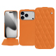 Housse cuir Apple iPhone 17 Pro - Orange - Couture ( Nappa - Pantone #ff9351 ) 