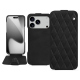 Housse cuir Apple iPhone 17 Pro - Negre poudro - Couture ( Pantone #111212 )