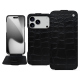 Custodia in pelle Apple iPhone 17 Pro - Crocodile nero ( Noir / Black) 